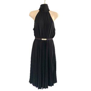 Gorgeous Black Halter Dress with Accordion Pleats – Size 4 – Soft & Elegant